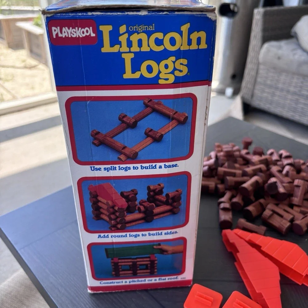 VTG 1986 Playskool Original Lincoln Logs 162 Piece Set, Actual 160 Pieces